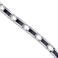 Tungsten Black Carbon Fiber Polished Link Bracelet 11mm 8.5 Inch Jewelry for Women