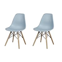 GIA Contemporary Armless Dining Chair, Qty of 2, Fog Seat with Wood Legs