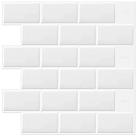 White Subway Tile Peel and Stick Backsplash Tiles for Kitchen Bathroom Wall, 10-Sheet (12