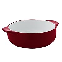KitchenAid Vitrified Stoneware Round Casserole Baker, 2-Quart, Red