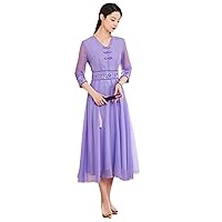 Spring Women's Embroidery Hanfu Dress,Buddhist Mood Tea Clothing,Retro Elegant Lady Party Dress