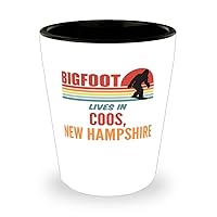 Bigfoot, Bigfoot Lives In Coos New Hampshire Alcohol Shot Glass 1.5oz