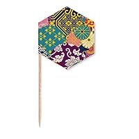 Flowers Leaves Lines Pattern China Japanese Style Toothpick Flags Cupcake Picks Party Celebration