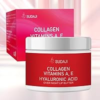 20g Collagen Lip Mask with Hyaluronic Acid & Strawberry - Overnight Collagen Lip Butter to Nourish & Hydrate Dry Cracked Lips - Moisturizer for Skin Care Sleeping Lip Butter Balm