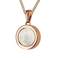 Quiges Rose Gold Stainless Steel 12mm Mini Coin Pendant Holder and White Coloured Coins with Box Chain Necklace 42 + 4cm Extender