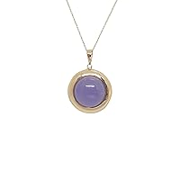 LAVENDER Jade Round 14k Yellow Gold Charm/Pendant/Necklace 18 Inches Gold Chain. Lavender Jade 14k Yellow Gold Pendant. LAVENDER Jade LOVER.