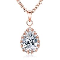 1 CT Pear Cut Moissanite Halo Pendant Necklace In 14K White Gold, Rose Gold And Sterling Silver Special Occasion Gift For Her