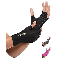 Copper Compression Arthritis Gloves | Fingerless Arthritis Carpal Tunnel Pain Relief Gloves For Men & Women | Hand Support Wrist Brace For Rheumatoid, Tendonitis, Swelling, Crocheting, Typing (S)
