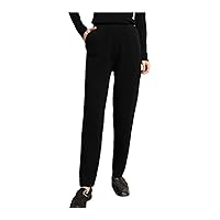 Women Autumn Winter 100% Solid Cashmere Knitted Thicken Pants Female High-Waist Elastic Trousers