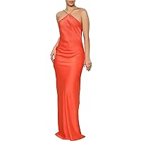 Women's Summer Dresses Casual Women's Fashion Sexy Slim Halter Dress(Red,X-Large)