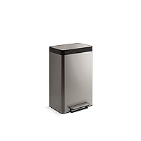Kohler Hands-Free Recycling Kitchen Step, Trash Can with Foot Pedal, Quiet-Close Lid, 11 Gallon - Dual Compartment, Stainless Steel