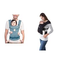 Ergobaby All Carry Positions Breathable Mesh Baby Carrier with Enhanced Lumbar Support & Airflow (7-45 Lb) & Embrace Cozy Newborn Baby Wrap Carrier (7-25 Pounds)
