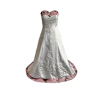 Mollybridal Sweetheart Satin A line Embroideried Camo Wedding Dresses for Bride Long 2023