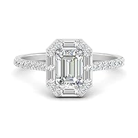Choose Your Color Emerald Shape 925 Sterling Silver Art Deco Emerald Cut Halo Ring Halo Ornaments Surprise for Wife Symbol of Love Clarity Comfortable Rings : US Size 4 TO 12