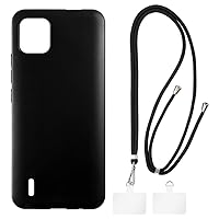 Nokia C110 4G Case + Universal Mobile Phone Lanyards, Neck/Crossbody Soft Strap Silicone TPU Cover Bumper Shell for Nokia C110 4G (6.3”)