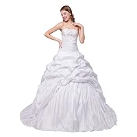 Women's Strapless Silver Embroidery Taffeta Bridal Dresses Wedding Gowns