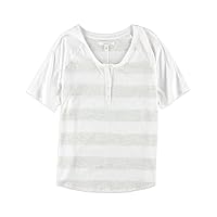 AEROPOSTALE Womens Heather Stripe Henley Shirt, White, X-Large
