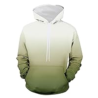 Mens Stylish Hoodies Comfy Fleece Sweatshirt Gradient Print Pullover Tops Lightweight Drawstring Athletic Sweater