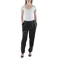 Anne Klein Womens Faux Leather Slim Ankle Pants