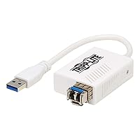 Tripp Lite Ethernet Adapter, USB 3.0 Singlemode Fiber Optic Transceiver, 10/100/1000 Mbps, 1310nm, 5km, LC, White (U336-SMF-1G-LC)