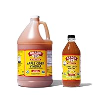 Bragg Organic Apple Cider Vinegar With the Mother 128 ounce and Bragg Organic Cranberry Apple Enhanced Vinegar Drink 16 ounce Bundle
