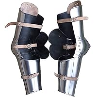 Medieval Knight Full Arm Armor Rerebrace, Vambrace and Elbow Cops Silver