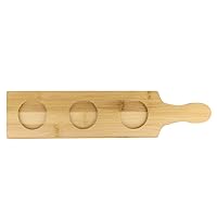 3 Slots Bamboo Wine Serving Display Rack Flight Paddle Board for Wine Glass Jars (1)