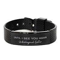 Black Shark Mesh Bracelet Gifts For Loss of Loved In Memory of Unbiological Sister - Until I See You Again - Memorial, Remembrance Gifts For Him Her, Engraved Bracelet