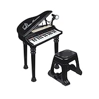Kids Piano Keyboard Toy, Toddler Electronic Musical Instrument Educational Toy with Microphone, Multiple Sounds, Record Playback, Lights & Stool, Birthday Gift for 3 4 5 6 7 Years Old Girls