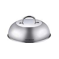 Cook N Home Stainless Steel Lid Griddle Accessories - 12 Inch Round Basting Cover Cheese Melting Dome and Steaming Cover - Best for Use in Flat Top Griddle Grill Cooking Indoor or Outdoor