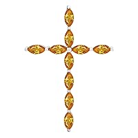 Multi Choice Marquise Shape Gemstone 925 Sterling Silver Cross Design Religious Cluster Pendant