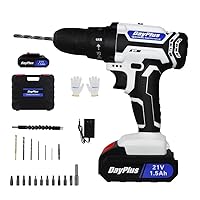Cordless Power Drill Set: 21V Electric Drill with 2x Battery,Charger,0-1400RPM Variable Speed, 25+1 Torque Setting Power Tools Kit and 30pcs Drill/Driver Bits