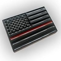 Matte (Flat) Black w/Red Stripe Line Firefighter FD FDNY Flag 3D US American USA Window Tailgate Decal Sticker Emblem Badge Logo Crest