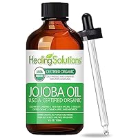 Healing Solutions - Jojoba Oil Organic 4oz Cold Pressed Unrefined for Skin, Hair, Face & Cuticle Moisturizer, Acne Fighter - 118ml