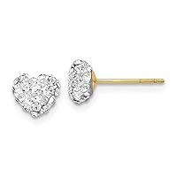 14k Yellow Gold Polished Crystal 6mm Love Heart Post Earrings Measures 5x6mm Wide Jewelry Gifts for Women