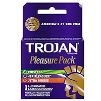 Trojan Pleasure Pack Lubricated Premium Latex Condoms - 3 ct, Pack of 4