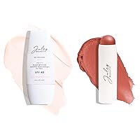 Protect and Blush: No Excuses SPF 40 Clear Invisible Facial Sunscreen & Skip The Brush Cream to Powder Blush Stick-Desert Rose- 2-in-1 Blush and Lip Makeup Stick…