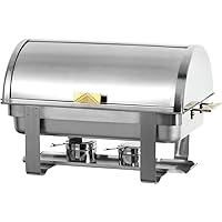 PrestoWare C-5080, 8-Quart Roll Top Chafing Dish with Gold Accent