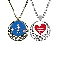 serbian tennis racket soccer cartoon pendant necklace mens womens valentine chain