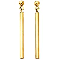 14K Yellow or White Gold RD Bar Hanging Push back Earrings - Avg. Weight : 1.6 grams