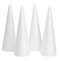 Juvale 4 Pack Craft Foam - Foam Cones for Crafts, Trees, Holiday Gnomes, Christmas Decorations, DIY Art Projects (13.5x5.5 in)