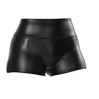 Fashion Women PU Leather Shorts Elastic High Waist Skinny Shorts Black Sexy Soft Sports Faux Leather Shorts