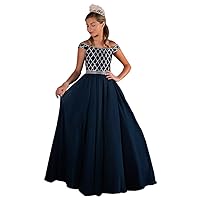 HuaMei Girls Pageant Dresses Off Shoulder Beaded Chiffon Ball Gowns Floor Length