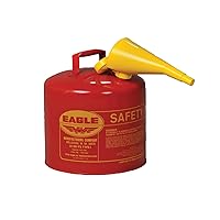Eagle UI50FS Red Galvanized Steel Type I Gasoline Safety Can with Funnel, 5 gallon Capacity, 13.5