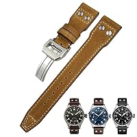 22mm Rivets Genuine Leather Watchband Fit For IWC Big Pilot TOP GUN Watch IW3777 Calfskin Leather Strap