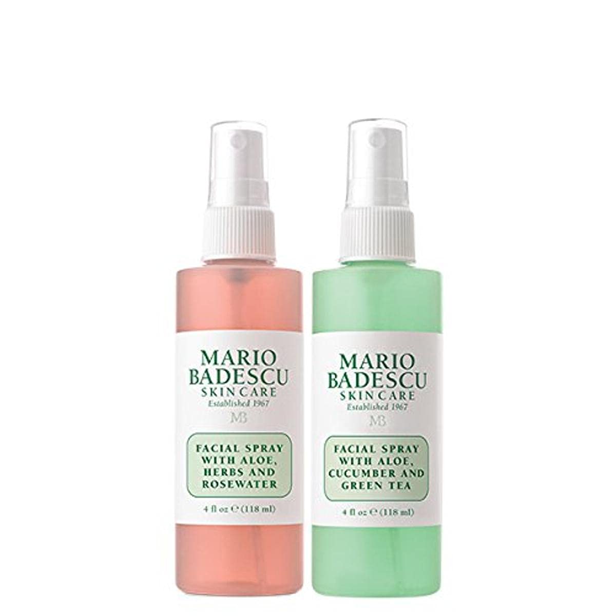 Mario Badescu Facial Spray Aloe, Rose Water and Cucumber - Green Tea Duo for Face, Neck or Hair, Cooling and Hydrating Face Mist for All Skin Types, Dewy Finish