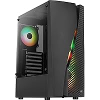 AeroCool Wave-G-BK-V1 Gaming PC Mid Tower Case with USB 3.0, Tempered Glass, 1 Black Fan Included. (Note: ARGB Fan and Hub are Sold Separately)