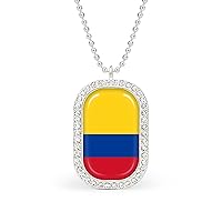 Colombian Flag Womens Diamond Necklaces Alloy Pendants Trendy Dainty Jewelry Gifts