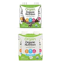 Orgain Creamy Chocolate Fudge, 11 Oz Container, 4 Count + Orgain Organic Nutrition Shake, Sweet Vanilla Bean, 11 Oz, 4 Count