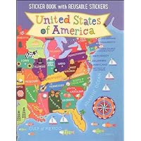 Waypoint Geographic Kids' USA Sticker Book, Colorful, Self-Adhesive Vinyl Stickers, Illustrated Reusable Sticker Book, Informative Educational Tool for Kids, 12.25” L x 8.75” W x 0.25” H